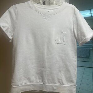 Armani Exchange White Short Sleeve Sweatshirt Size M